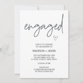 Niedliche Verlobte Einsatzpartei Schwarz-weiß Einladung (Vorderseite)