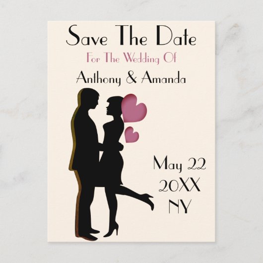 Niedliche Verlobung und Save the Date Postkarte (Vorderseite)