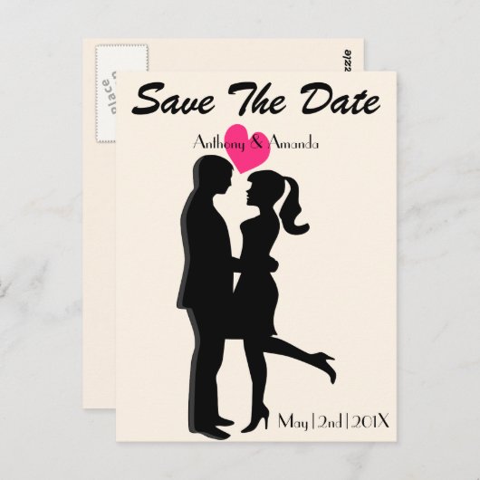 Niedliche Verlobung und Save the Date Postkarte (Vorne/Hinten)