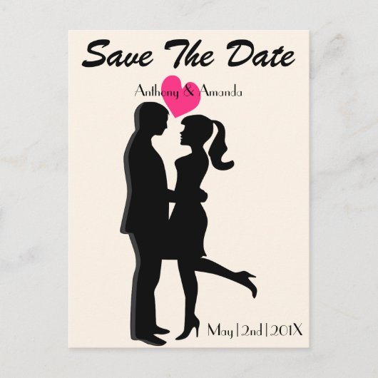 Niedliche Verlobung und Save the Date Postkarte (Vorderseite)