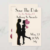 Niedliche Verlobung und Save the Date Postkarte (Vorne/Hinten)