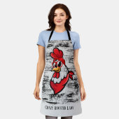 niedliche verrückte Hahnenfrau fügt Text hinzu Schürze (Getragen)