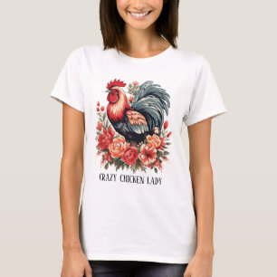 Niedliche verrückte Hühnerin fügt Text hinzu T-Shirt