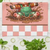 Niedliche, verrückte Schweineblatte hinzufügen Geschirrtuch (Gefaltet)