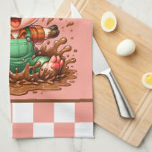 Niedliche, verrückte Schweineblatte hinzufügen Geschirrtuch (Viertel Falte)