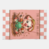 Niedliche, verrückte Schweineblatte hinzufügen Geschirrtuch (Horizontal)