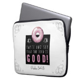 Niedliche Verse Psalm 34:8 mit Pink Doughnut Laptopschutzhülle (Vorderseite Links)