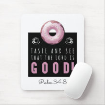 Niedliche Verse Psalm 34:8 mit Pink Doughnut