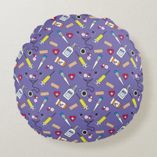 Niedliche Versorgung von Ärzten und Krankenschwest Rundes Kissen