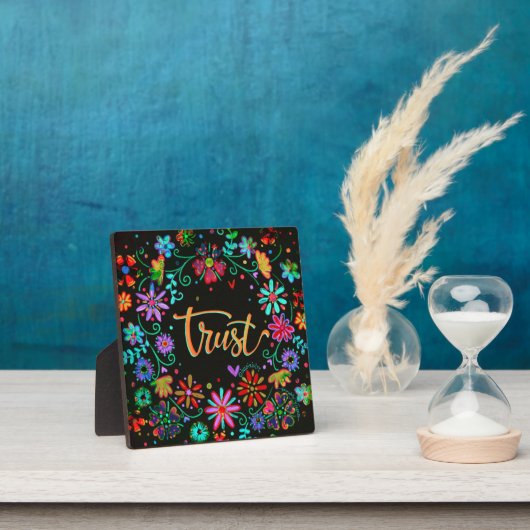 Niedliche Vertrauen von Boho Black Floral Fotoplatte (InSitu)