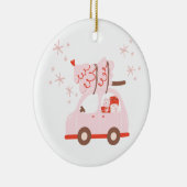 Niedliche Verzierung mit Auto, Weihnachtsbaum und Keramik Ornament (Rechts)