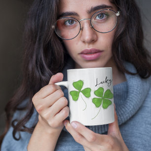 Niedliche Vierblättriges Kleeblatt Personalisiert Kaffeetasse