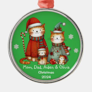 Niedliche Vierkatzenfamilie Ornament Aus Metall