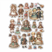 niedliche viktorianische antike Puppen und Spielze Aufkleber (Vorderseite)