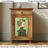 Niedliche Viktorianische Girl & Vines & Birds BD9  Seidenpapier