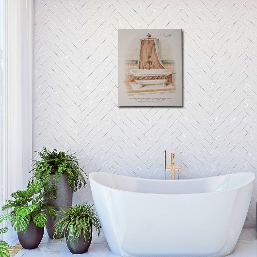 Niedliche Viktorianische Vintage Badewanne und ros Poster