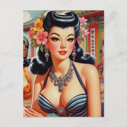 Niedliche Vinage Oriental Girls Postkarte (Vorderseite)
