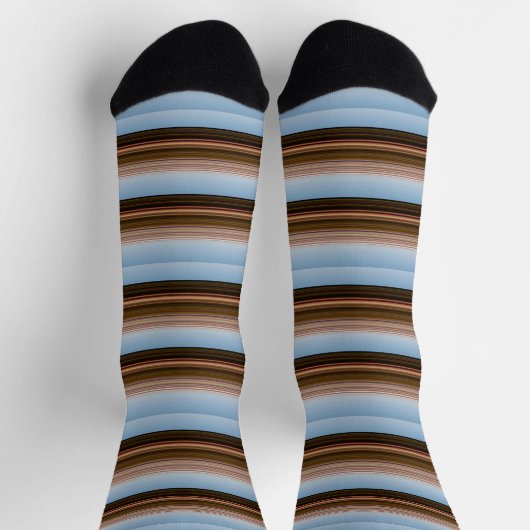 Niedliche, Vintag-blaubraune Streifen Socken (Oben)