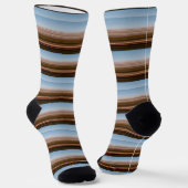 Niedliche, Vintag-blaubraune Streifen Socken (Gewinkelt)
