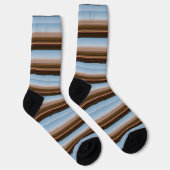 Niedliche, Vintag-blaubraune Streifen Socken (Rechts)