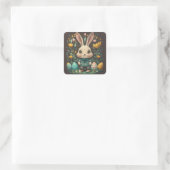 Niedliche Vintag Ostern Bunny Eggs Square Stickers (Tasche)