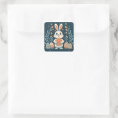 Niedliche Vintag Ostern Bunny Eggs Square Stickers (Tasche)