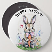 Niedliche Vintag Ostern Kaninchen Farbe Button (Vorne & Hinten)