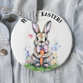 Niedliche Vintag Ostern Kaninchen Farbe Button