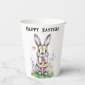 Niedliche Vintag Ostern Kaninchen Farbe Pappbecher (Rückseite)