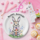 Niedliche Vintag Ostern Kaninchen Farbe Pappteller (Party)