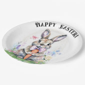 Niedliche Vintag Ostern Kaninchen Farbe Pappteller (Schrägansicht)