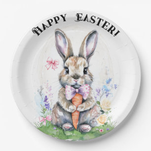 Niedliche Vintag Ostern Kaninchen Farbe Pappteller