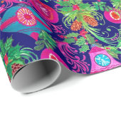 Niedliche Vintag-rosa-blaue Weihnachtsschmuck Geschenkpapier (Rolleneckpunkt)