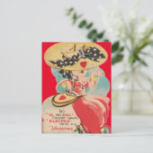 Niedliche Vintage 1950er Girl & Purse Valentine Po Postkarte (Stehend Vorderseite)