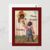 Niedliche Vintage Afroamerikanerin Valentine Postc Postkarte (Vorne/Hinten)
