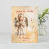 Niedliche Vintage Angel Weihnachtskarte Feiertagskarte (Stehend Vorderseite)