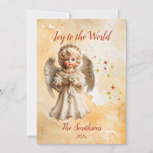 Niedliche Vintage Angel Weihnachtskarte Feiertagskarte