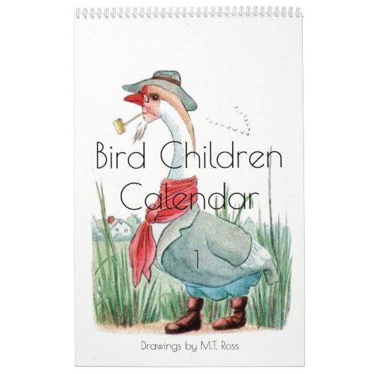 Niedliche Vintage Aquarellbilder Vogelkinder 1 Kalender (Titelbild)