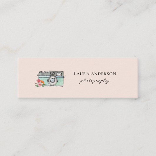 Niedliche Vintage Aquarellkamera Mini Visitenkarte (Vorderseite)