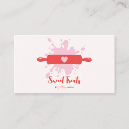 Niedliche Vintage Bäckerei Rollin Button Rosa und  Visitenkarte