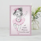 Niedliche Vintage Ballerina Princess Babydusche Einladung (Stehend Vorderseite)