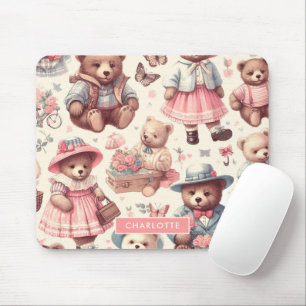 Niedliche Vintage Bären Nahtlos Mousepad
