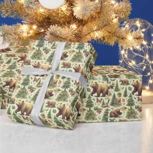 Niedliche Vintage Bärendarstellung Geschenkpapier
