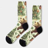 Niedliche Vintage Bärendarstellung Socken (Linkes Detail)