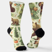 Niedliche Vintage Bärendarstellung Socken (Gewinkelt)