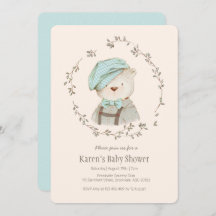 Niedliche Vintage Bärendusche Einladung