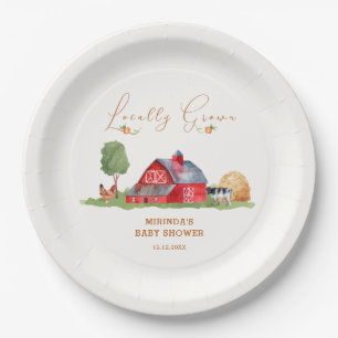 Niedliche Vintage Bauern Markt Barnyard Baby Dusch Pappteller