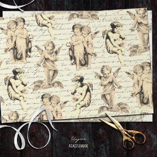 Niedliche Vintage Beige Cherub Angela Französische Seidenpapier