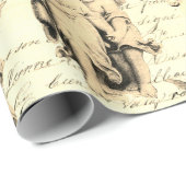 Niedliche Vintage Beige Cupid Angeles Französische Geschenkpapier (Rolleneckpunkt)