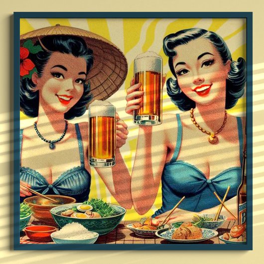 Niedliche Vintage Biermädchen Poster